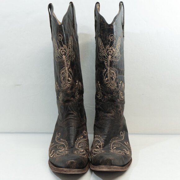 Circle G Cowgirl Boots Embroidered Western Snip Toe Bone Dragonfly Feminine Boho - Picture 6 of 16